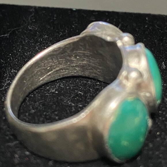 Ring Green Turquoise Size 6.5 Possibly Native Pawn Unmarked Vintage Jewelry Ster - Picture 8 of 8